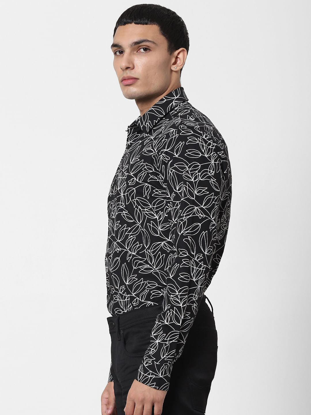 Black All Over Print Full Sleeves Shirt