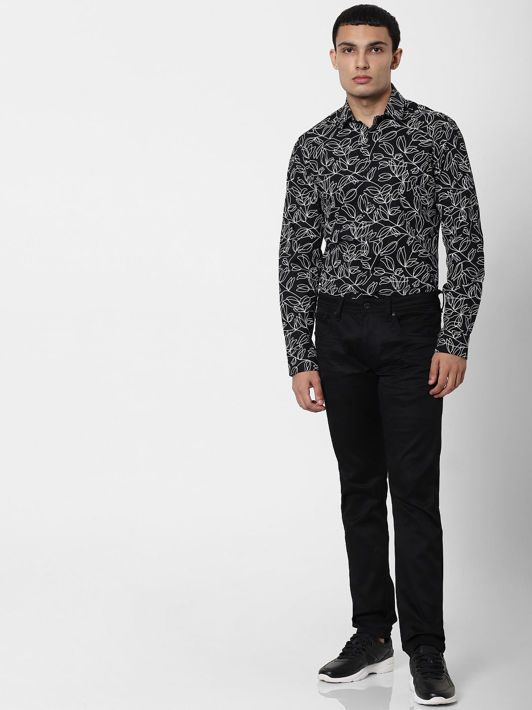 Black All Over Print Full Sleeves Shirt