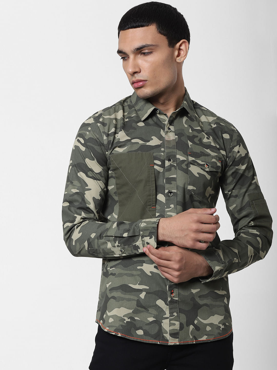Green Camo Full Sleeves Shirt
