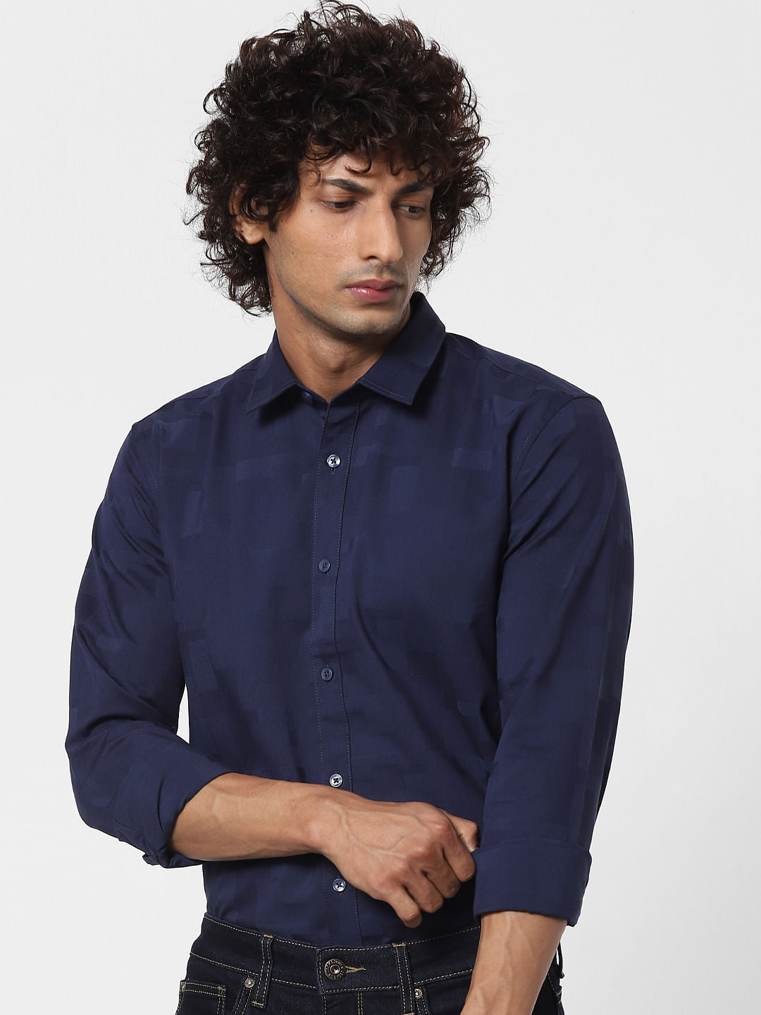 Blue Geometric Print Full Sleeves Shirt