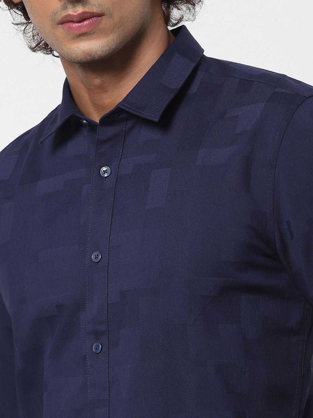 Blue Geometric Print Full Sleeves Shirt