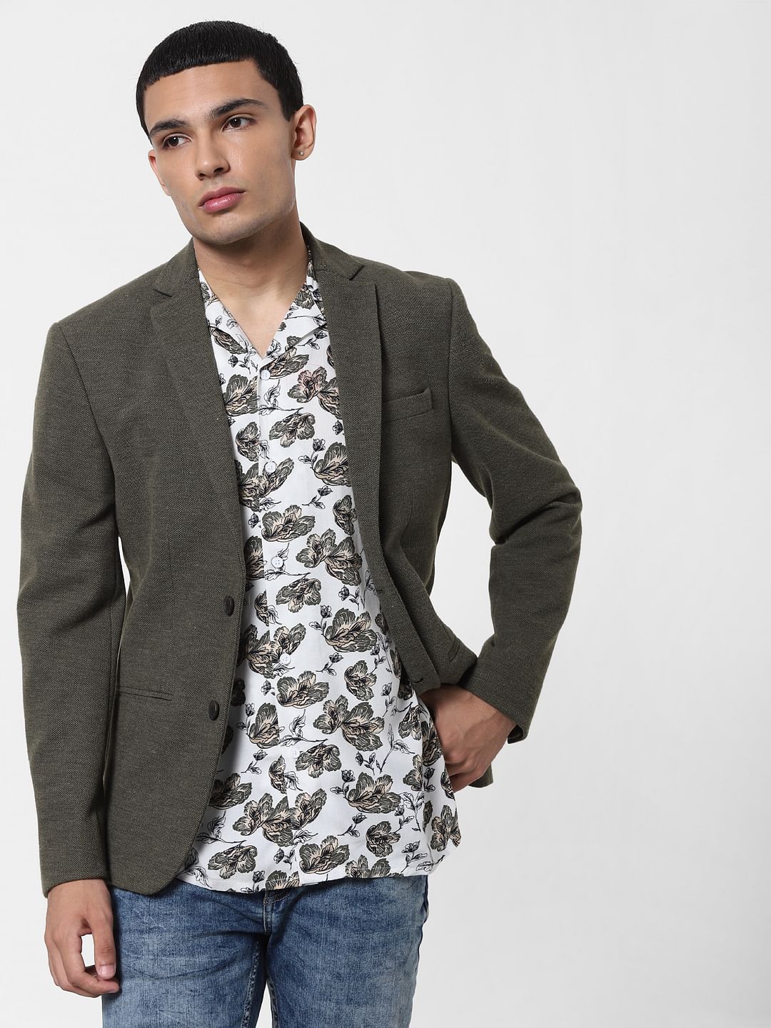 White Floral Short Sleeves Shirt - S