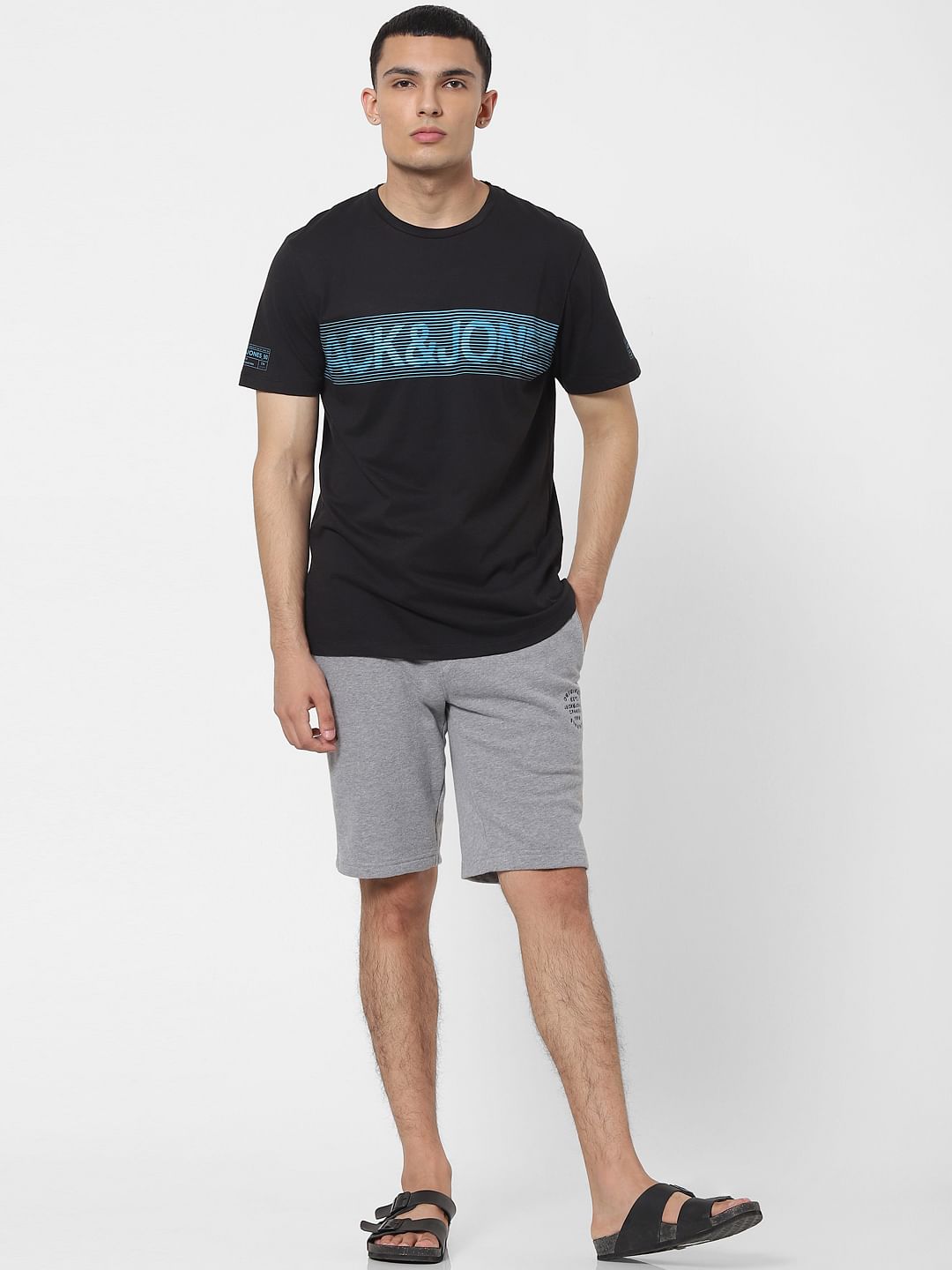 Grey Low Rise Logo Print Sweatshorts - S
