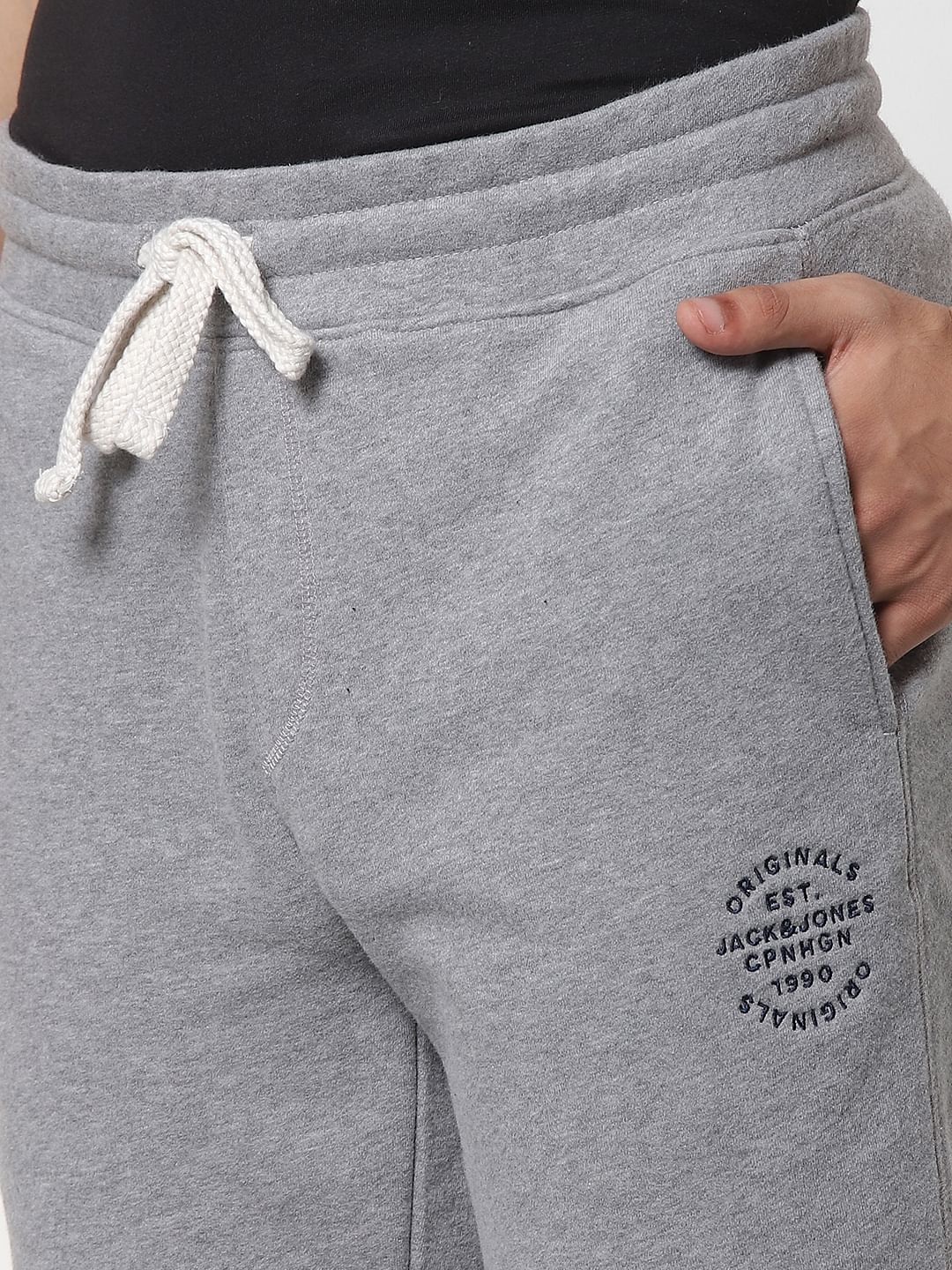 Grey Low Rise Logo Print Sweatshorts