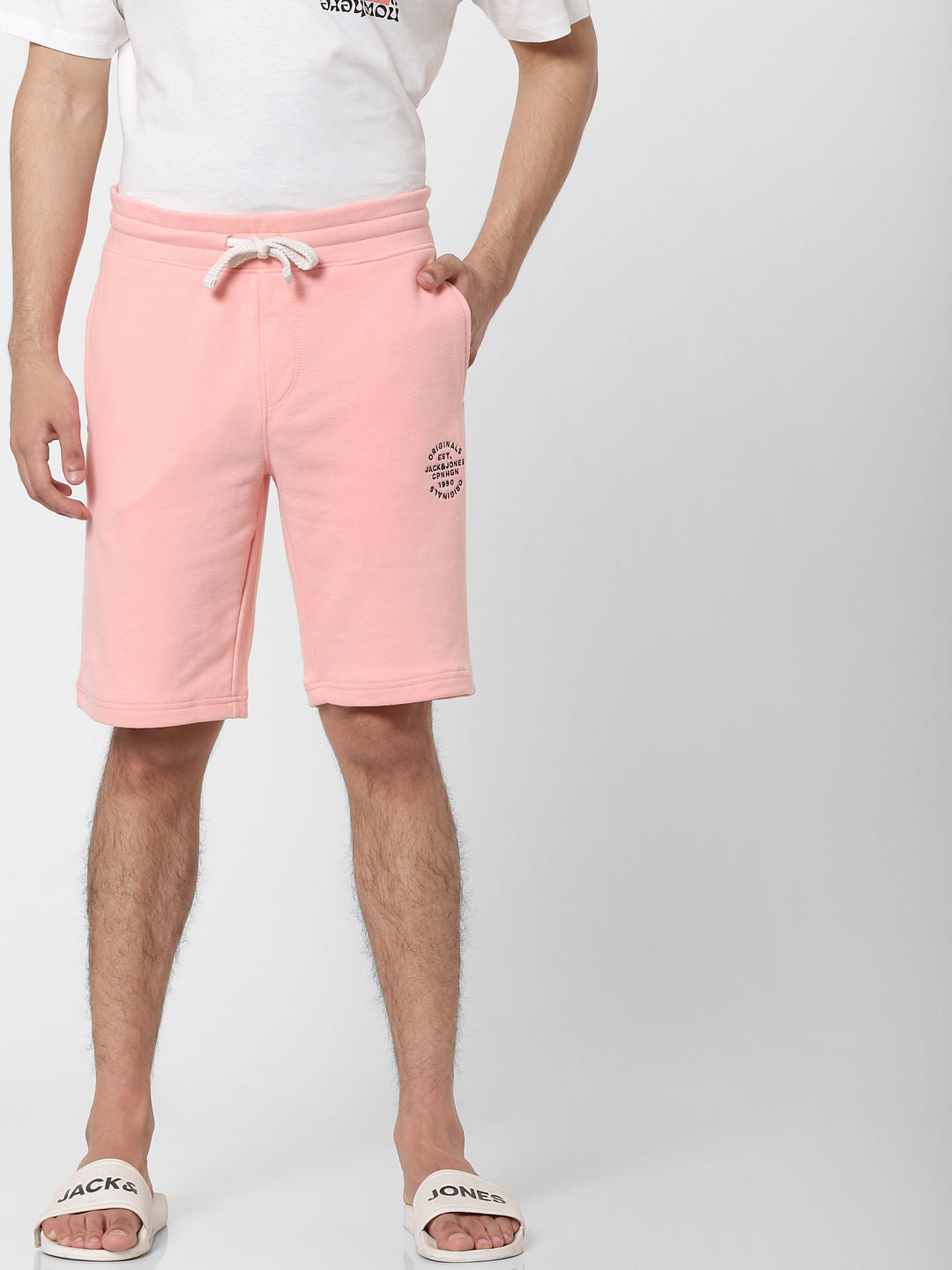 Pink Low Rise Logo Print Sweatshorts