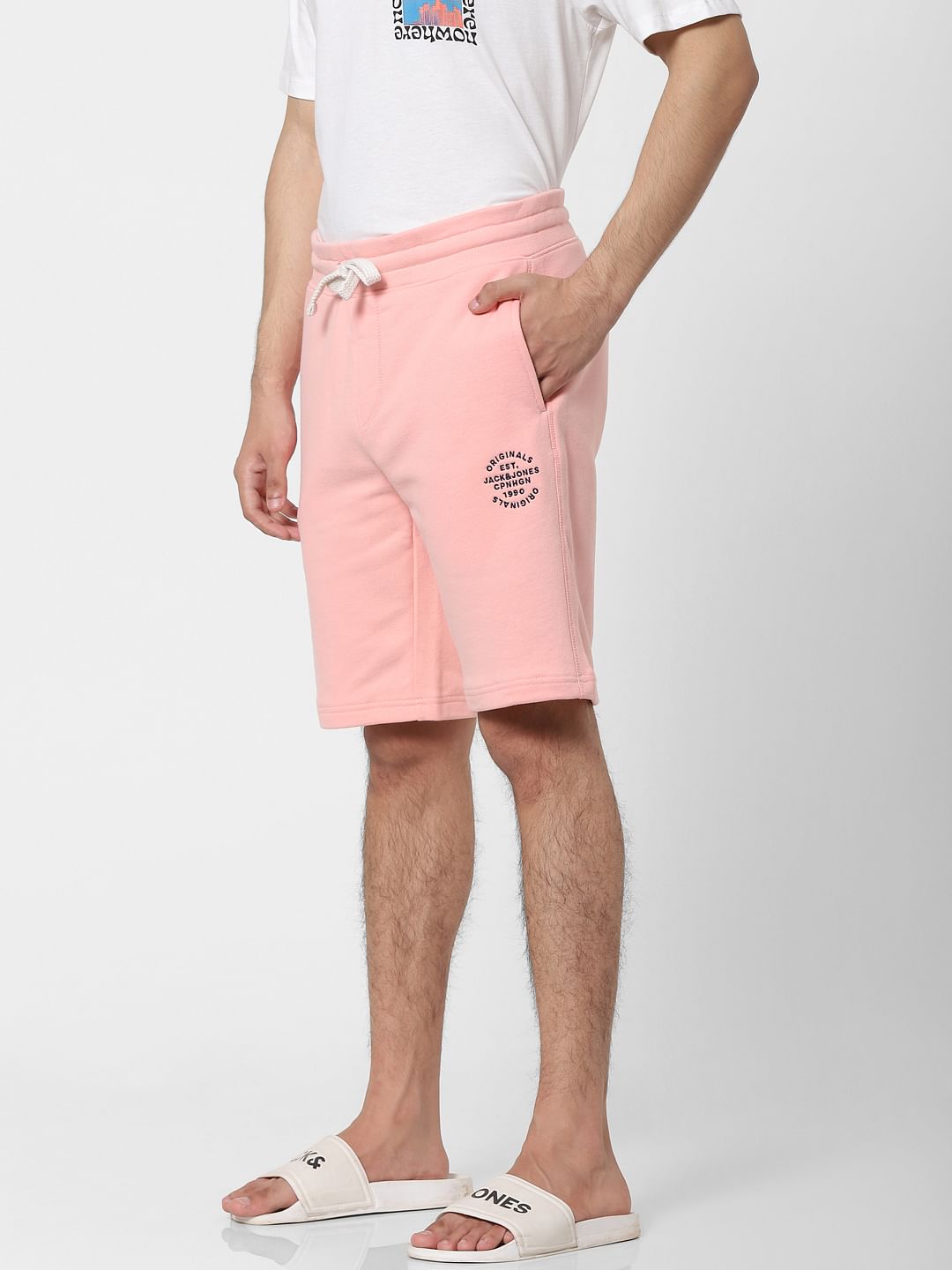 Pink Low Rise Logo Print Sweatshorts