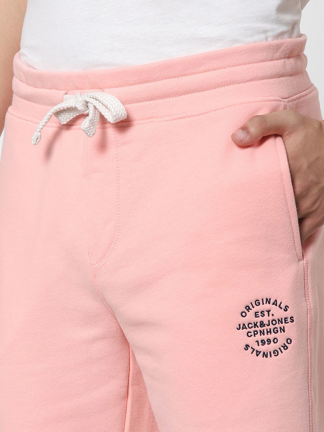 Pink Low Rise Logo Print Sweatshorts