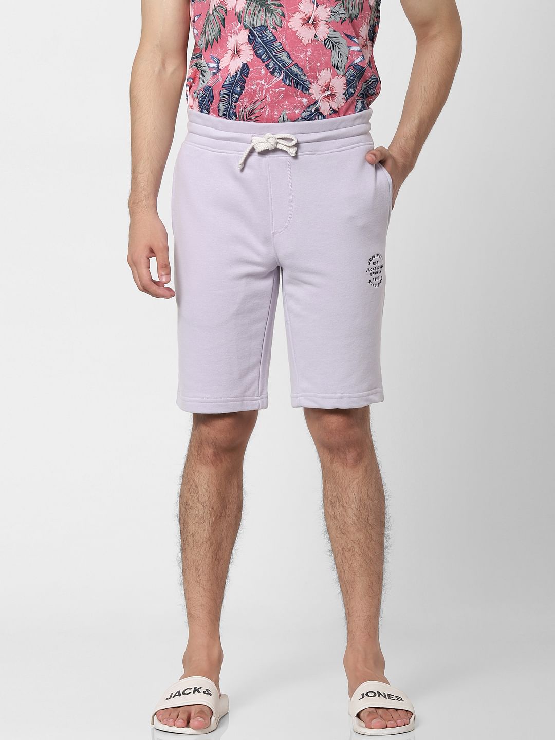 Light Purple Low Rise Logo Print Sweatshorts