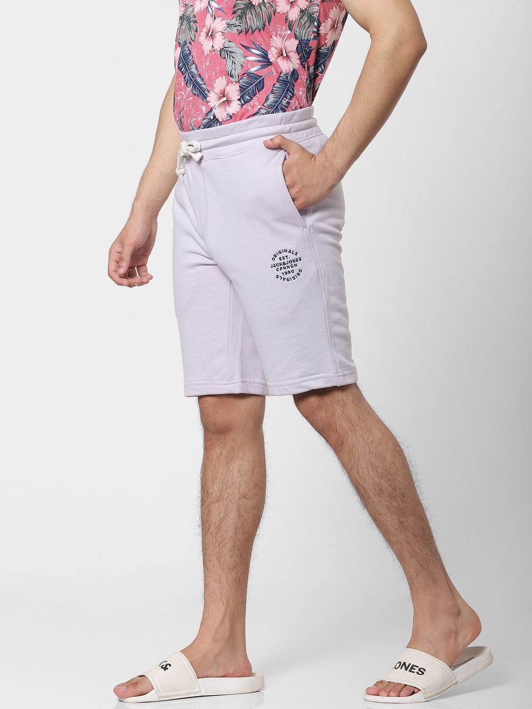 Light Purple Low Rise Logo Print Sweatshorts
