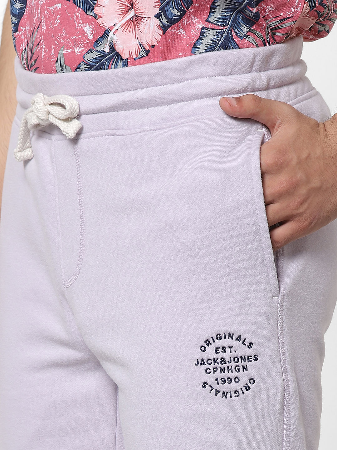 Light Purple Low Rise Logo Print Sweatshorts