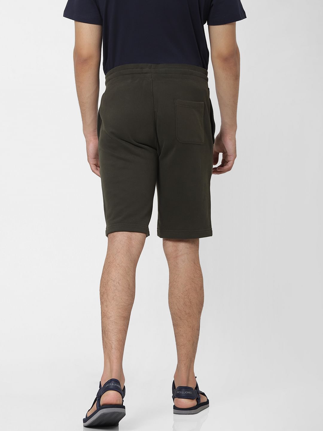 Dark Green Low Rise Logo Print Sweatshorts