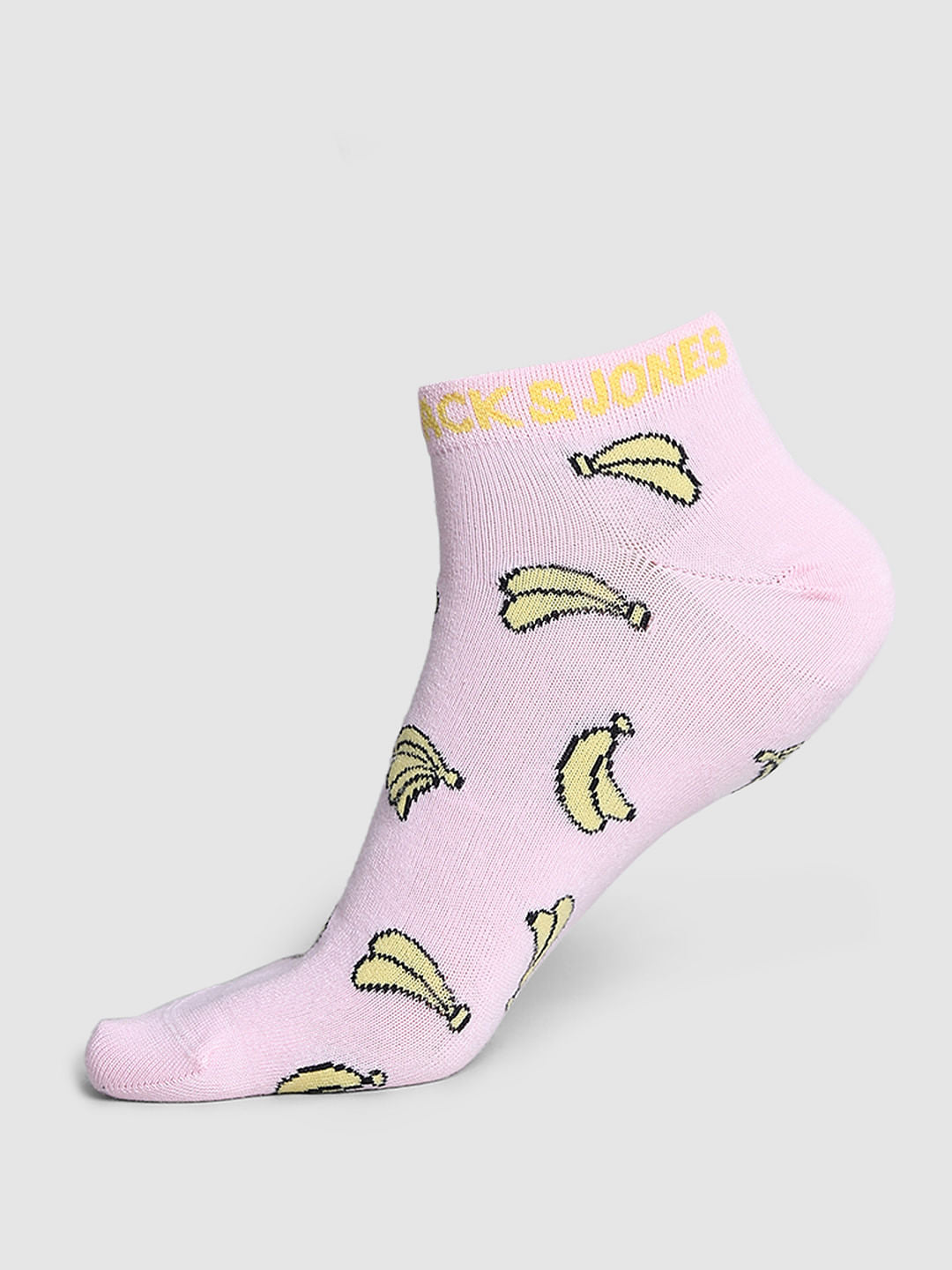 Pink Banana Print Ankle Length Socks
