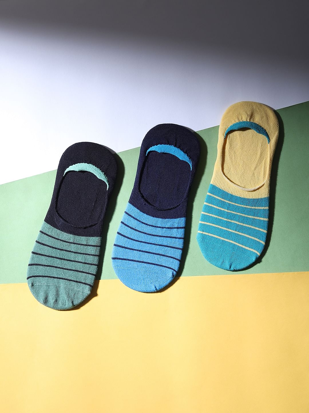 Pack of 3 Colourblocked No-Show Socks - ONE