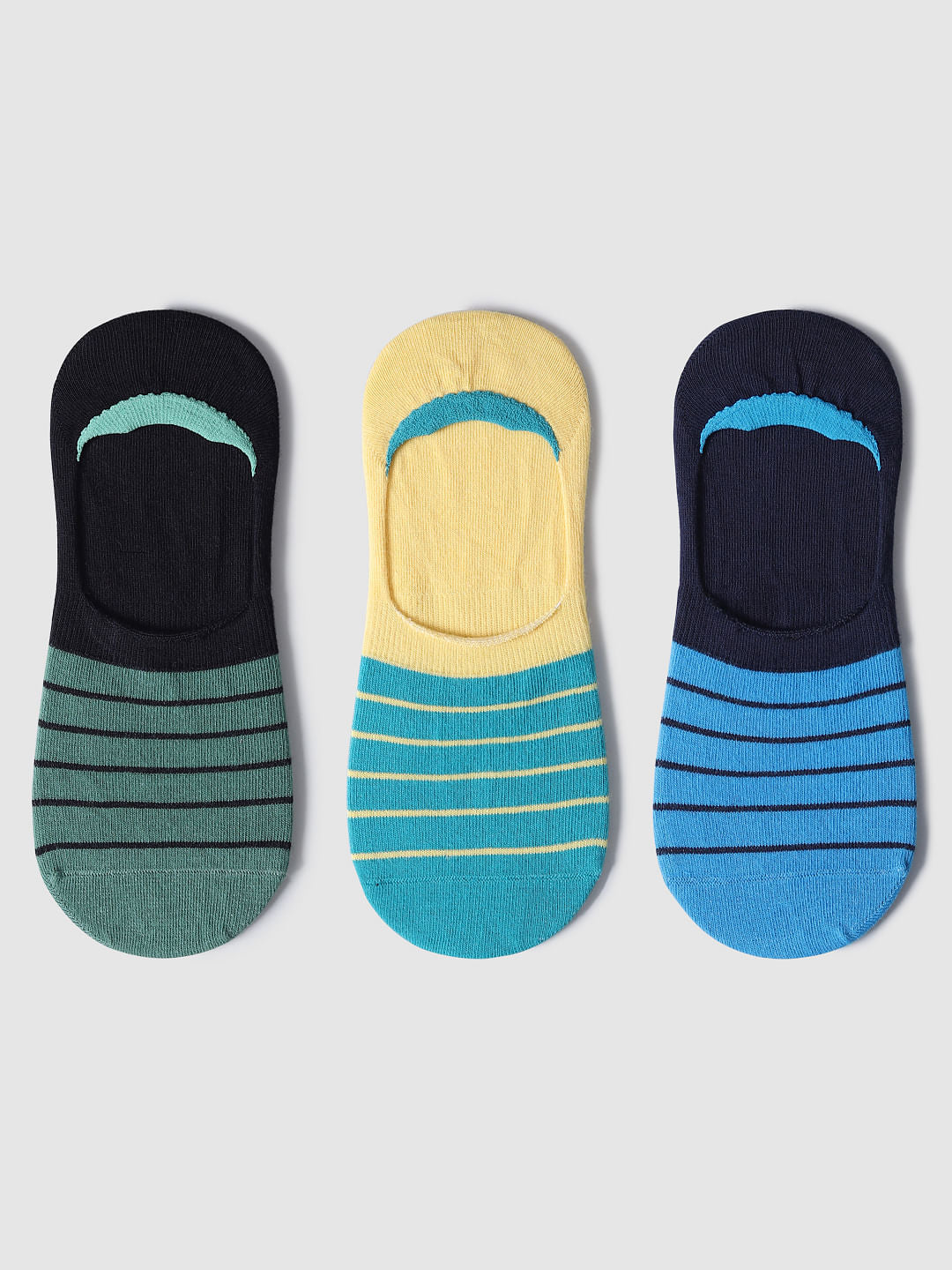 Pack of 3 Colourblocked No-Show Socks