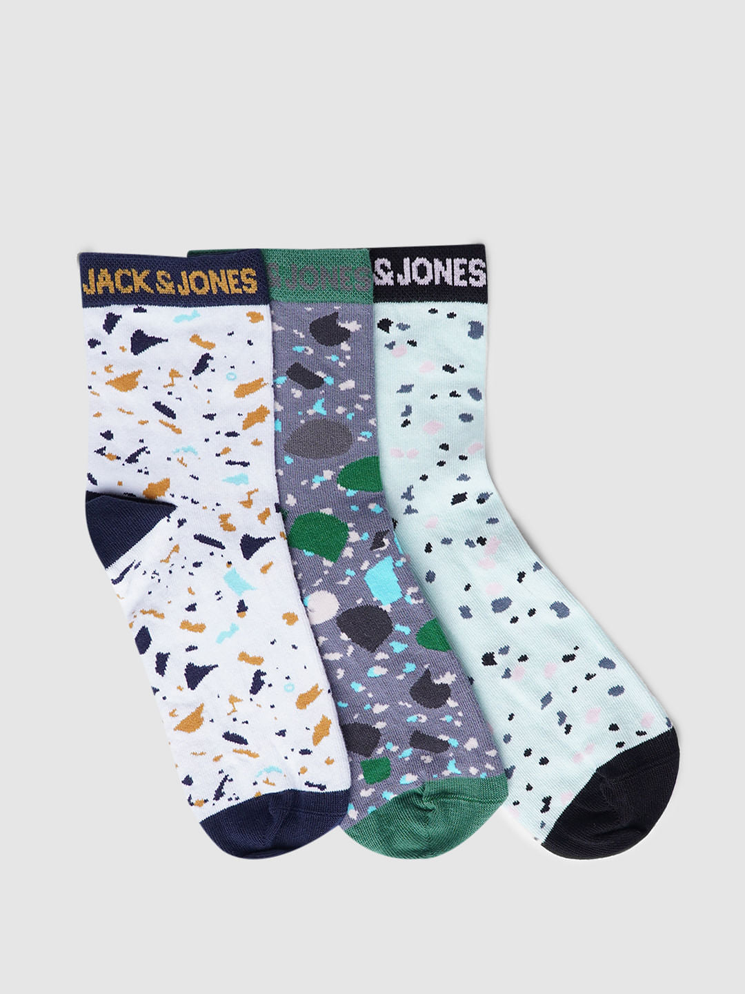 Pack Of 3 Printed Mid Length Socks