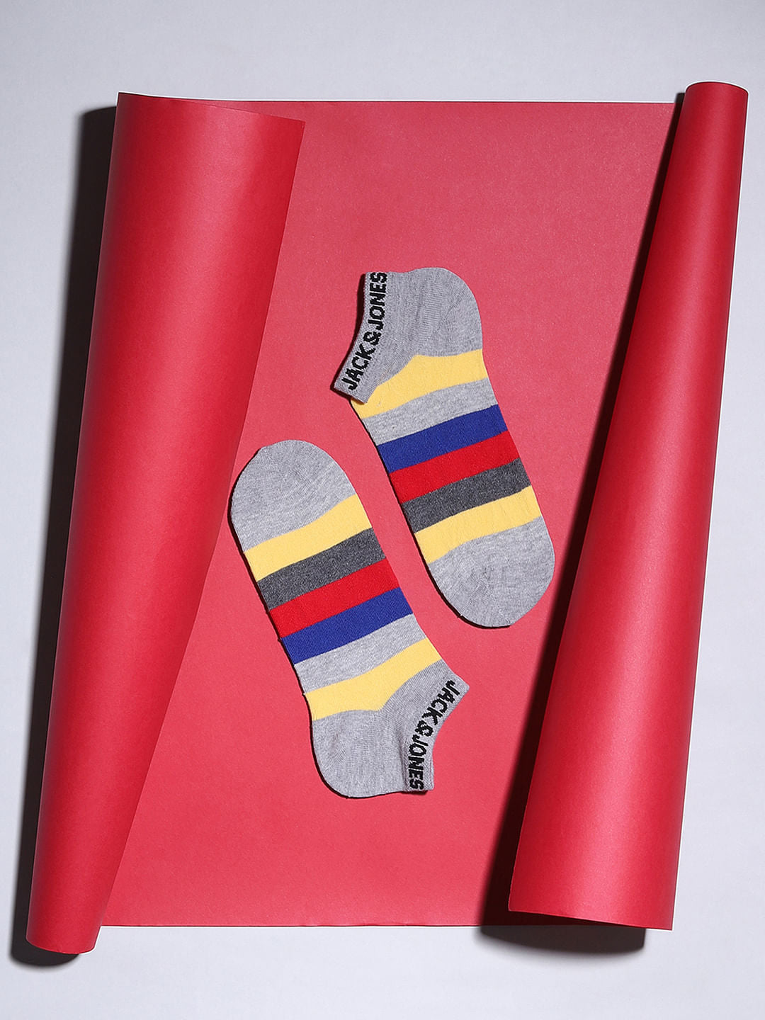 Grey Striped Mid-Length Socks