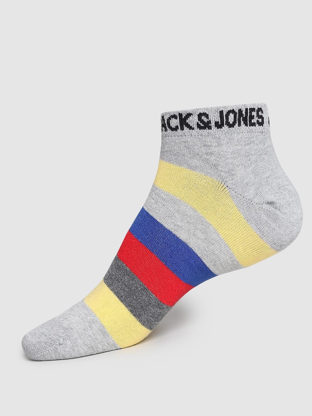 Grey Striped Mid-Length Socks