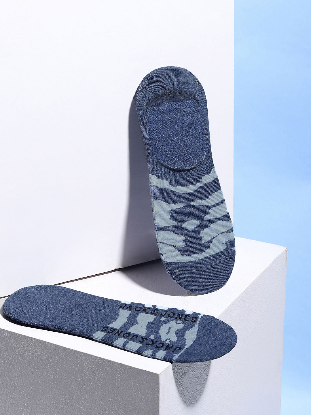 Blue Animal Print No Show Socks - ONE