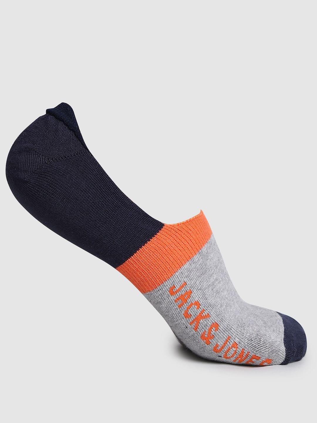 Navy Blue Colourblocked No-Show Socks - ONE