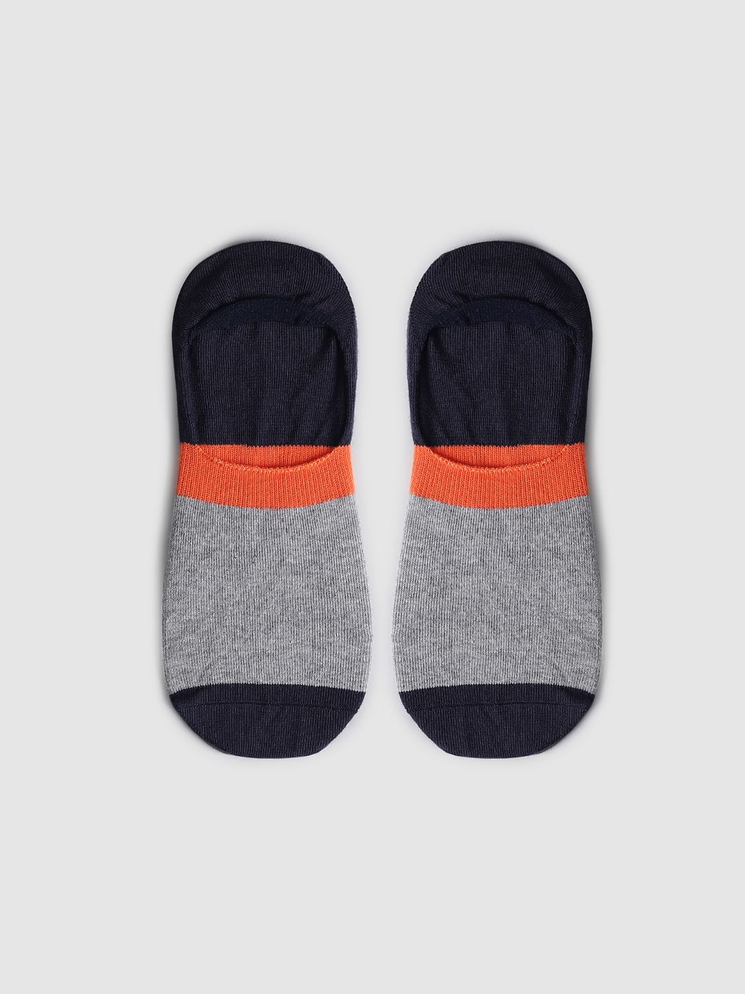 Navy Blue Colourblocked No-Show Socks