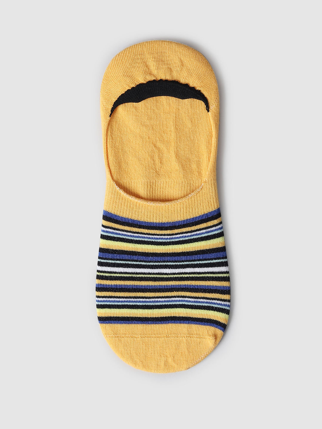 Yellow Striped No-Show Socks