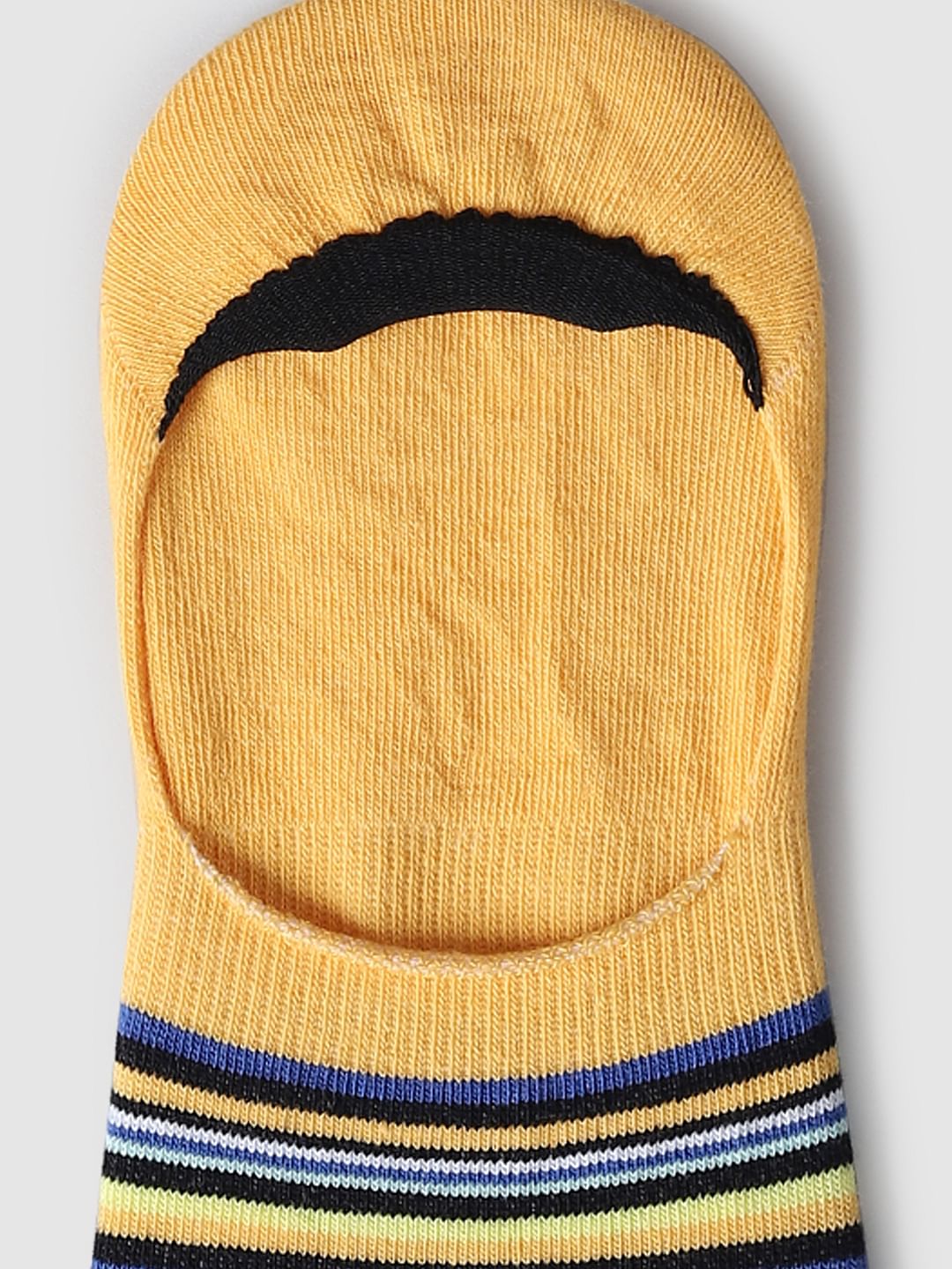 Yellow Striped No-Show Socks