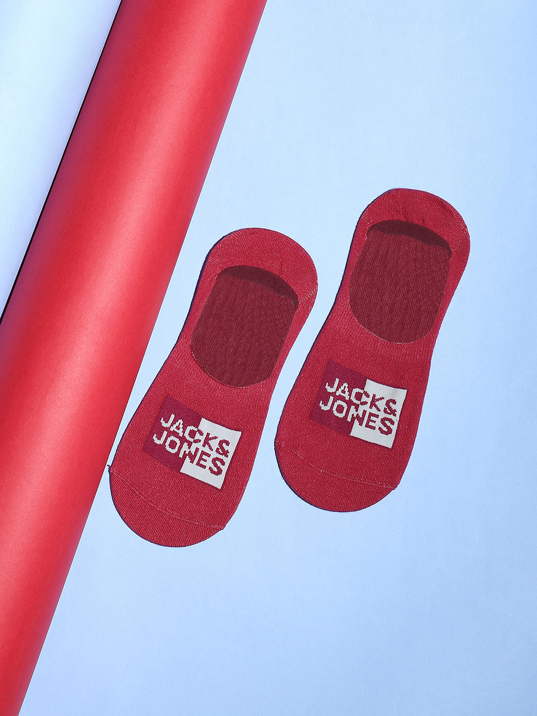 Red Logo Print No Show Socks - ONE