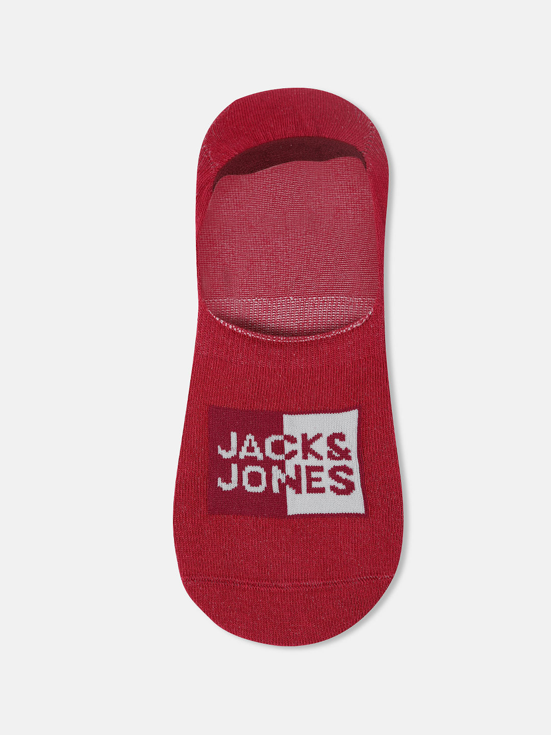 Red Logo Print No Show Socks