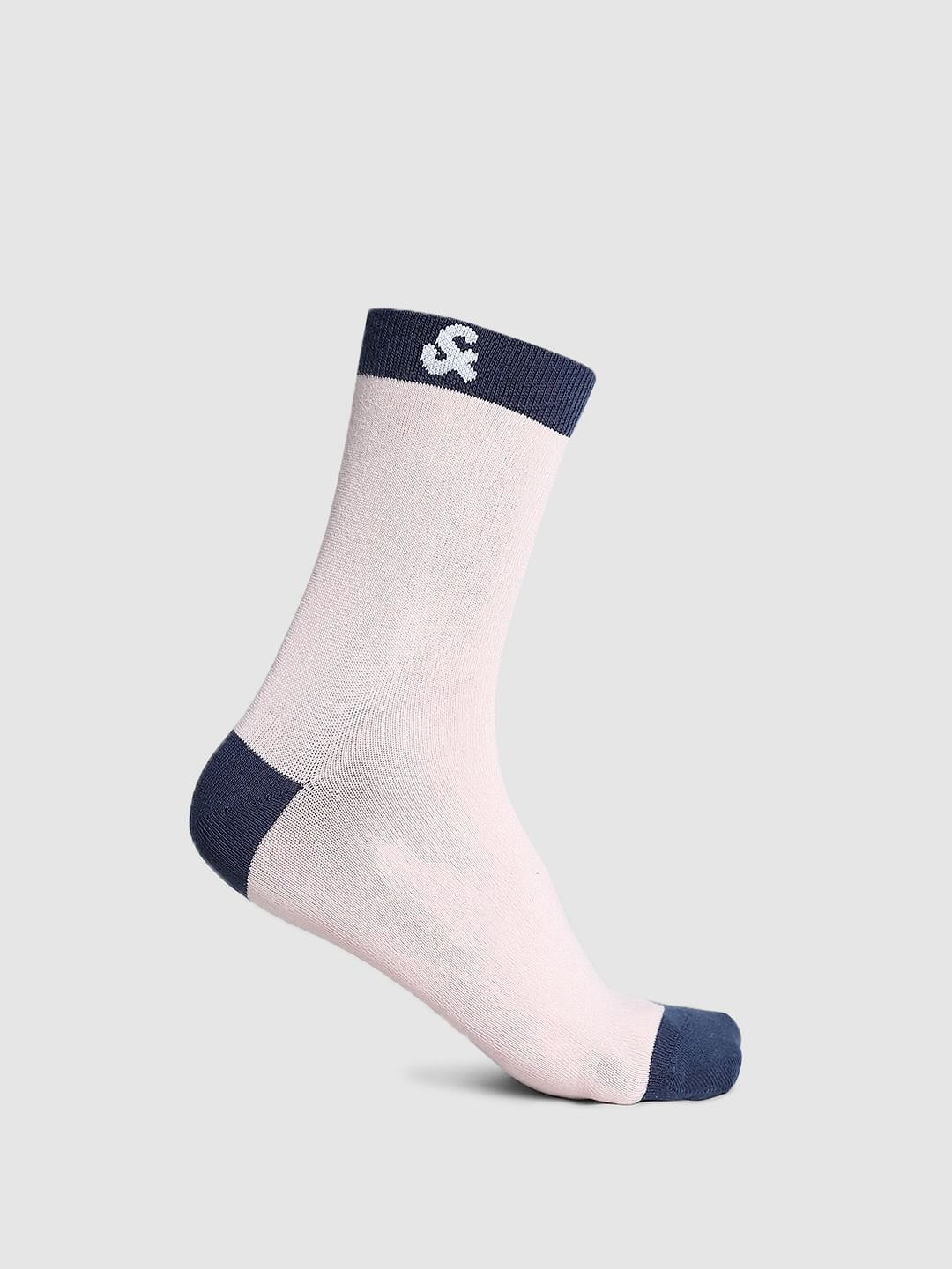 Pink Logo Print Mid Length Socks