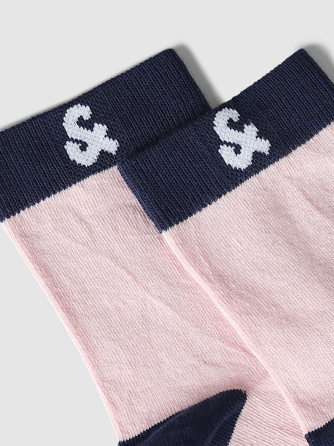 Pink Logo Print Mid Length Socks