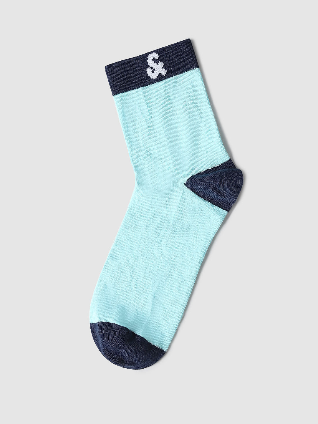 Green Colourblocked Mid-Length Socks