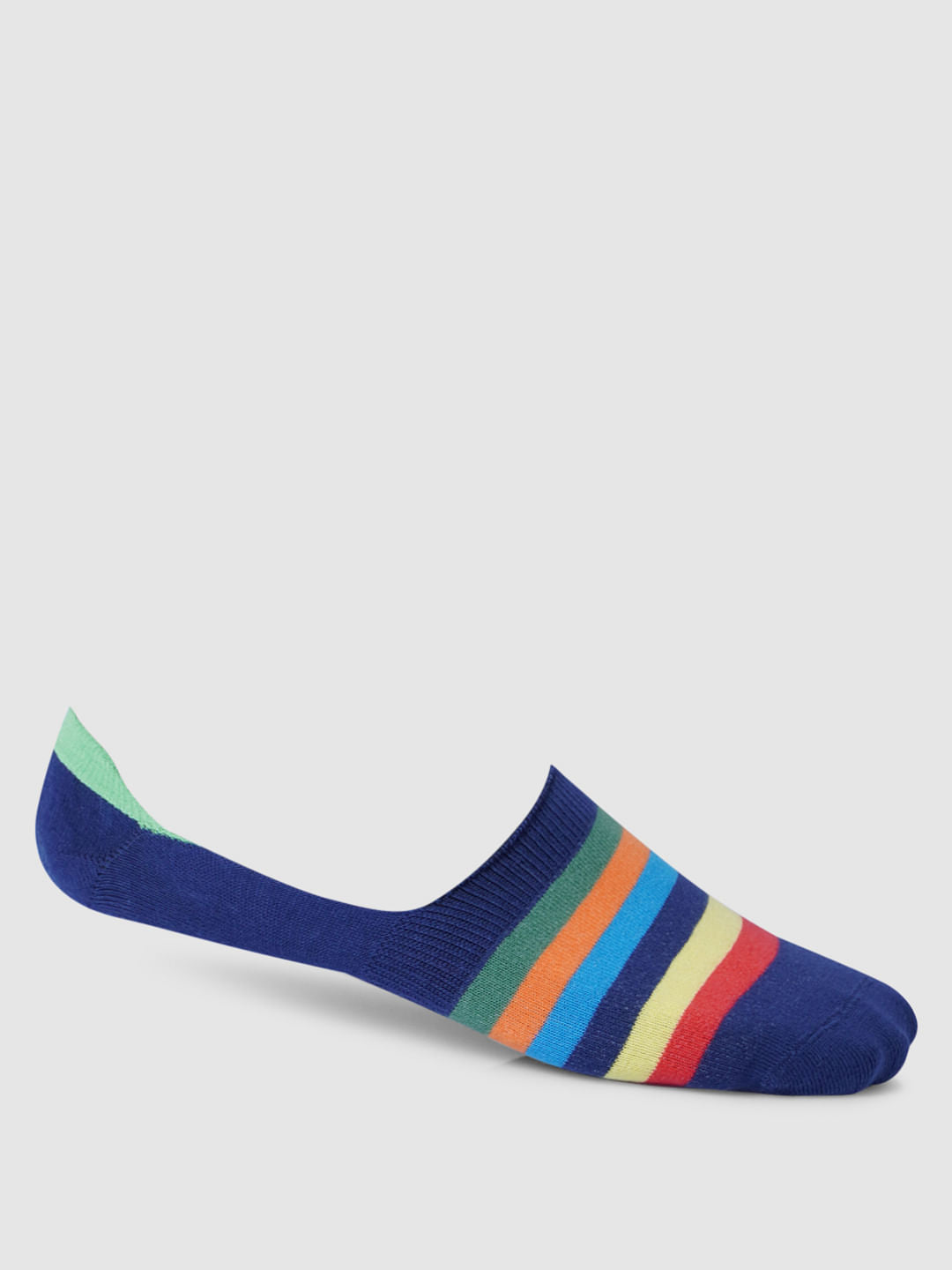Pack Of 2 Striped No Show Socks - Blue