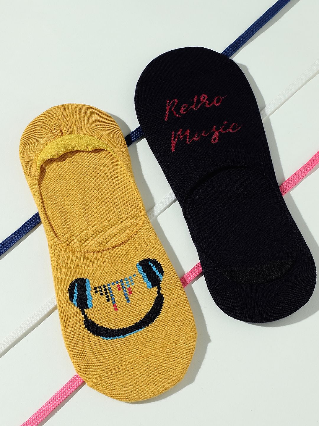 Pack Of 2 Printed No Show Socks - ONE