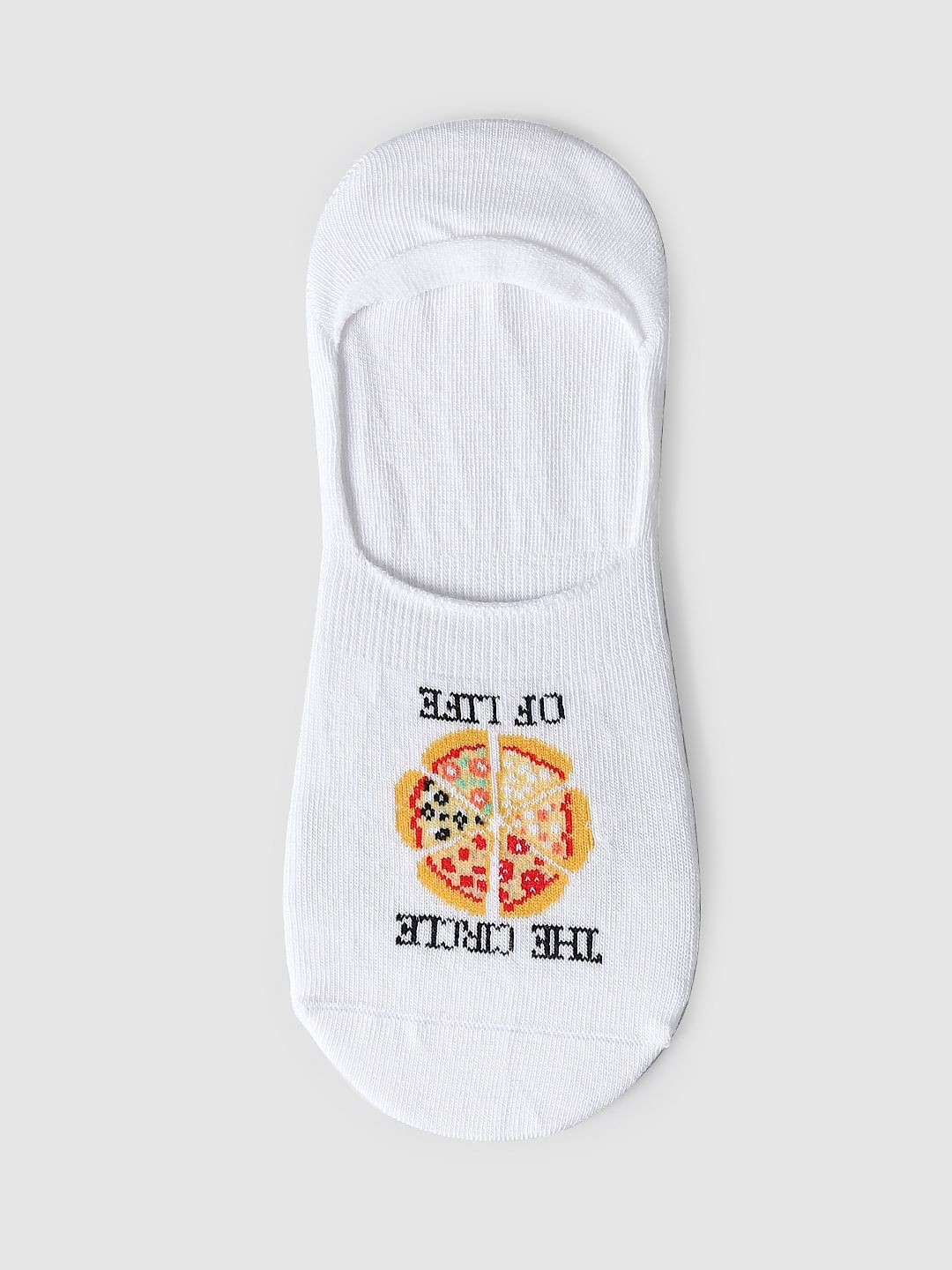 Pack Of 2 Pizza Print No Show Socks - Black & White