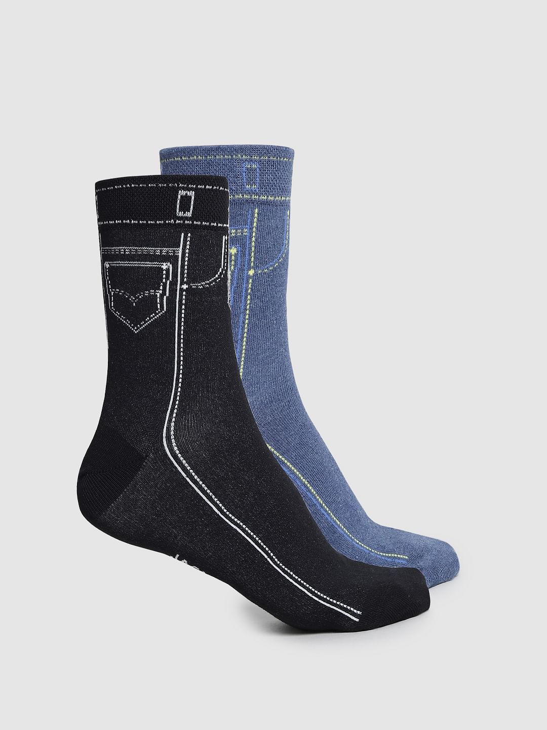 Pack of 2 Colourblocked Mid-Length Socks