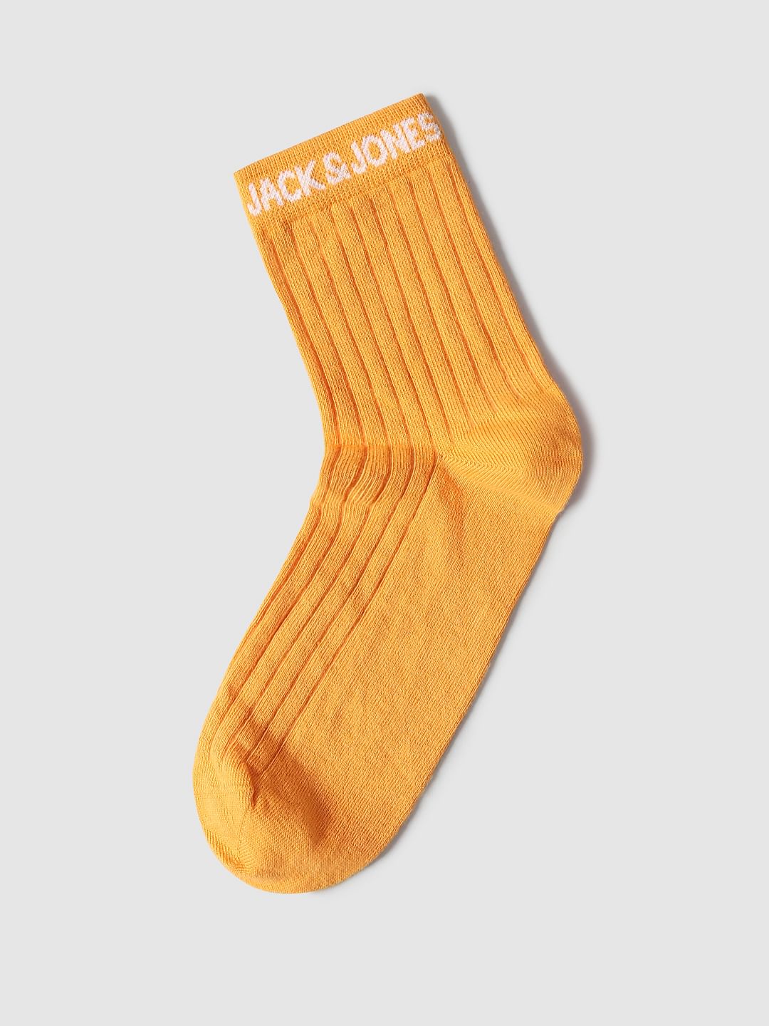 Orange Ribbed Mid-Length Socks