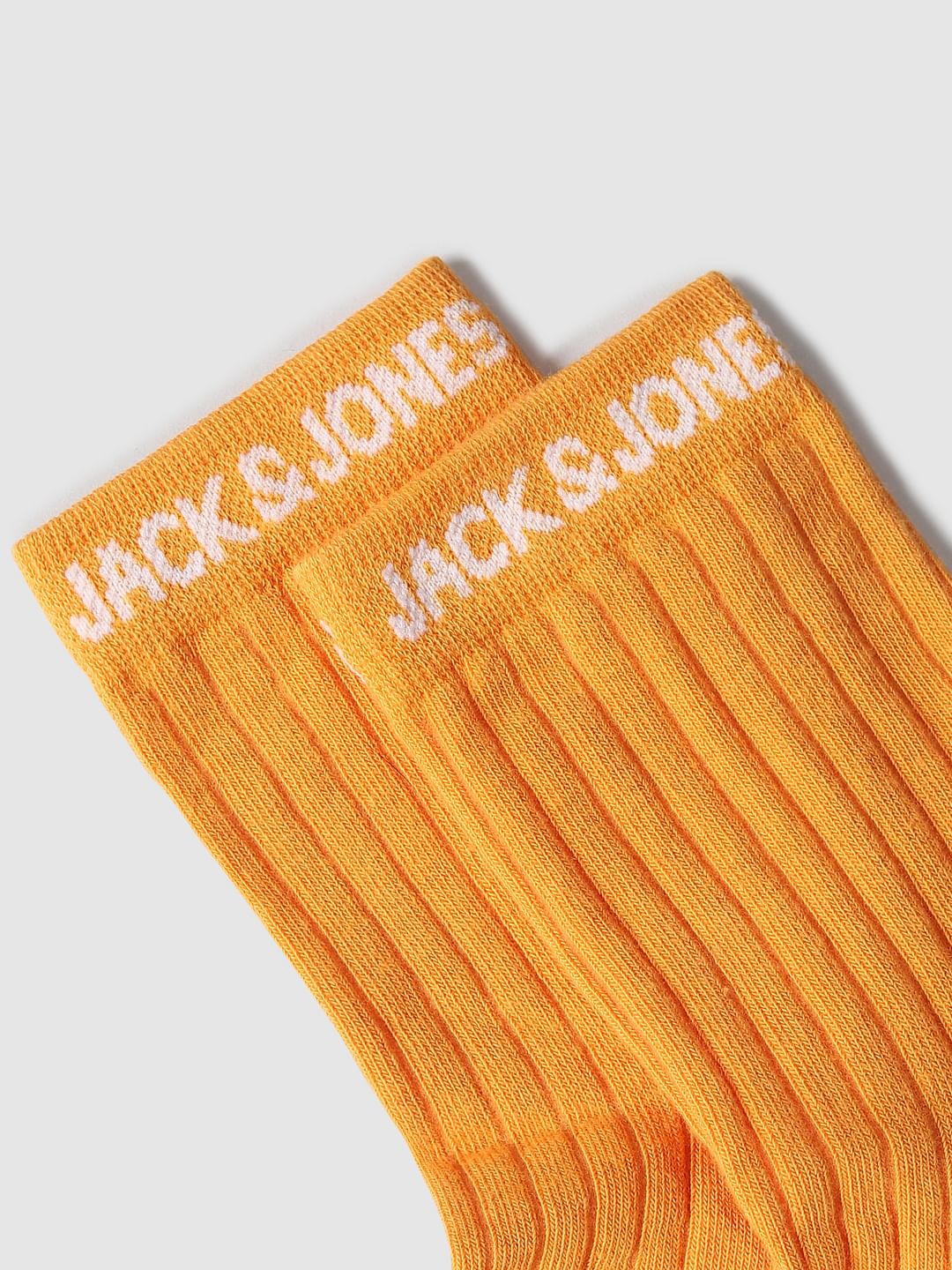Orange Ribbed Mid-Length Socks
