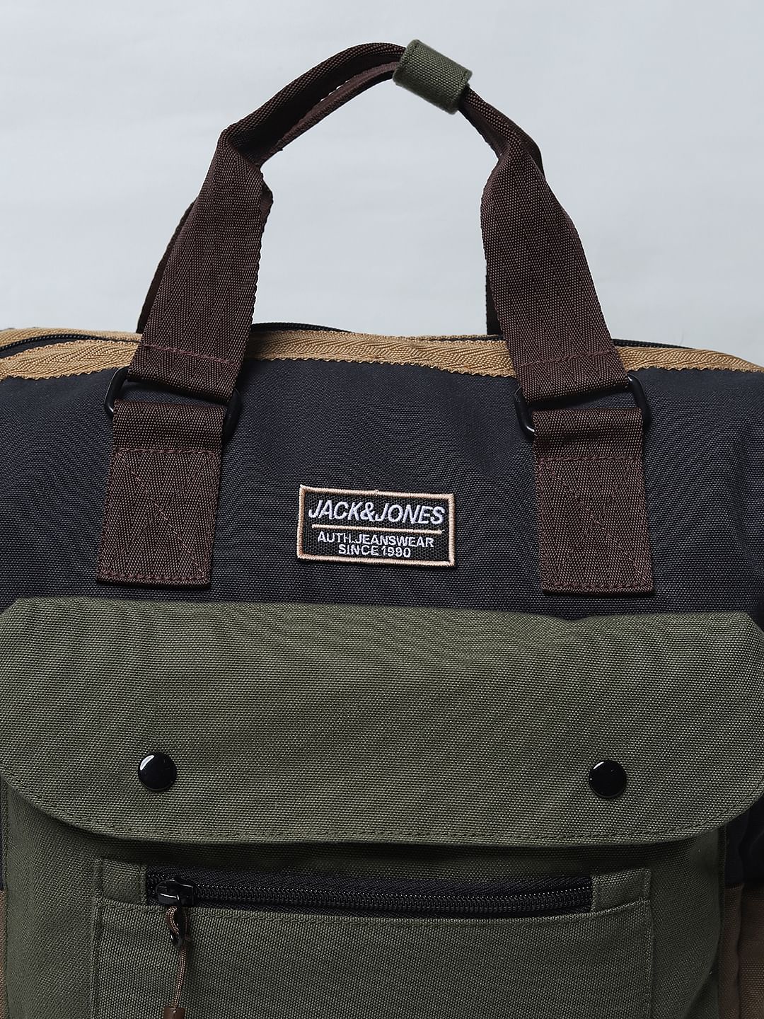 Brown Colourblocked Backpack