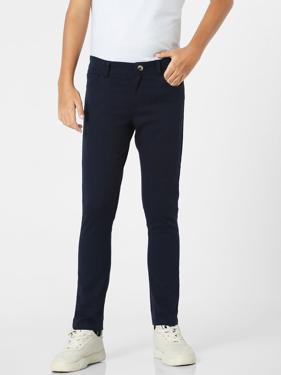 Navy Blue Mid Rise Slim Fit Jeans