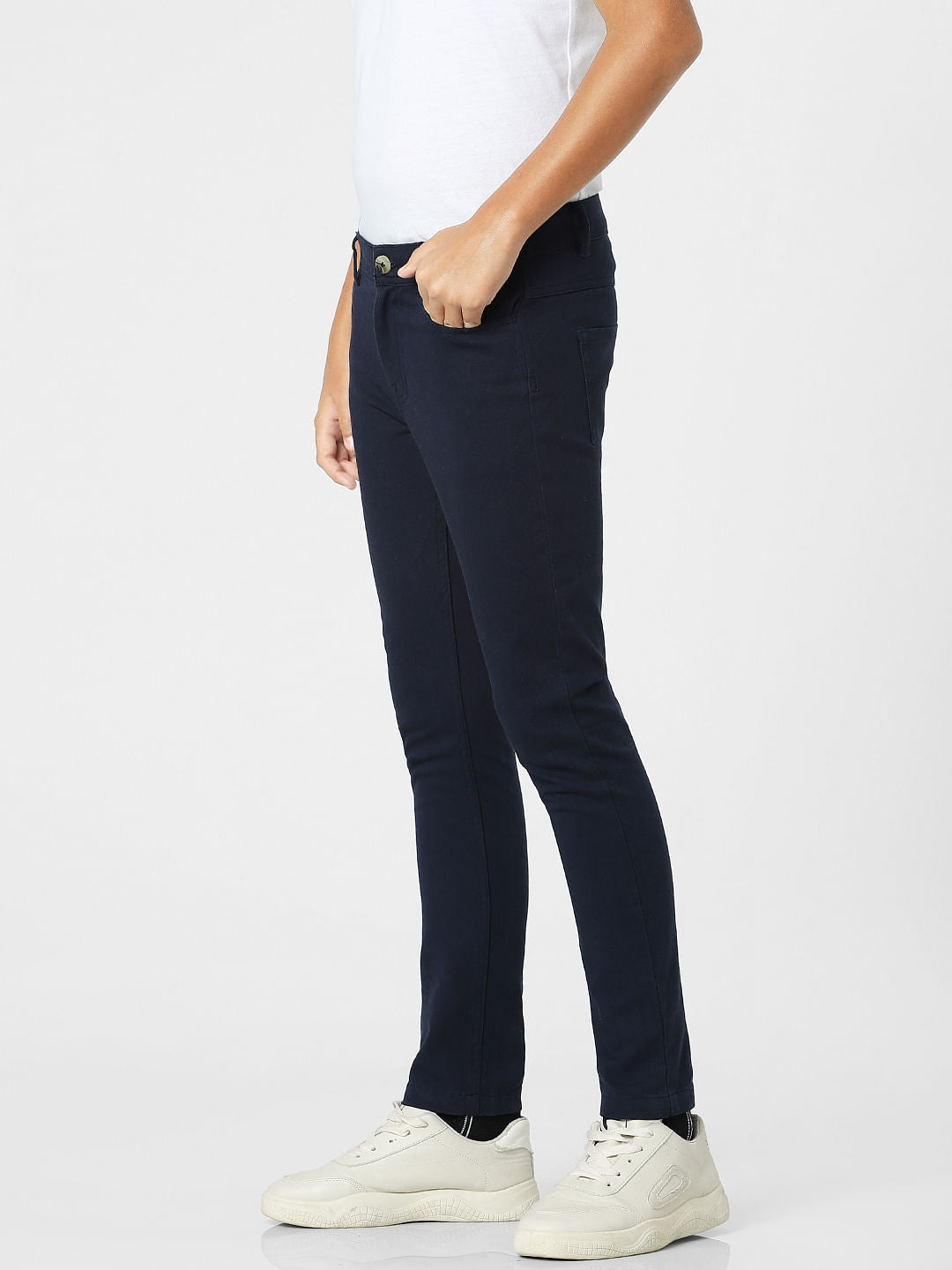 Navy Blue Mid Rise Slim Fit Jeans