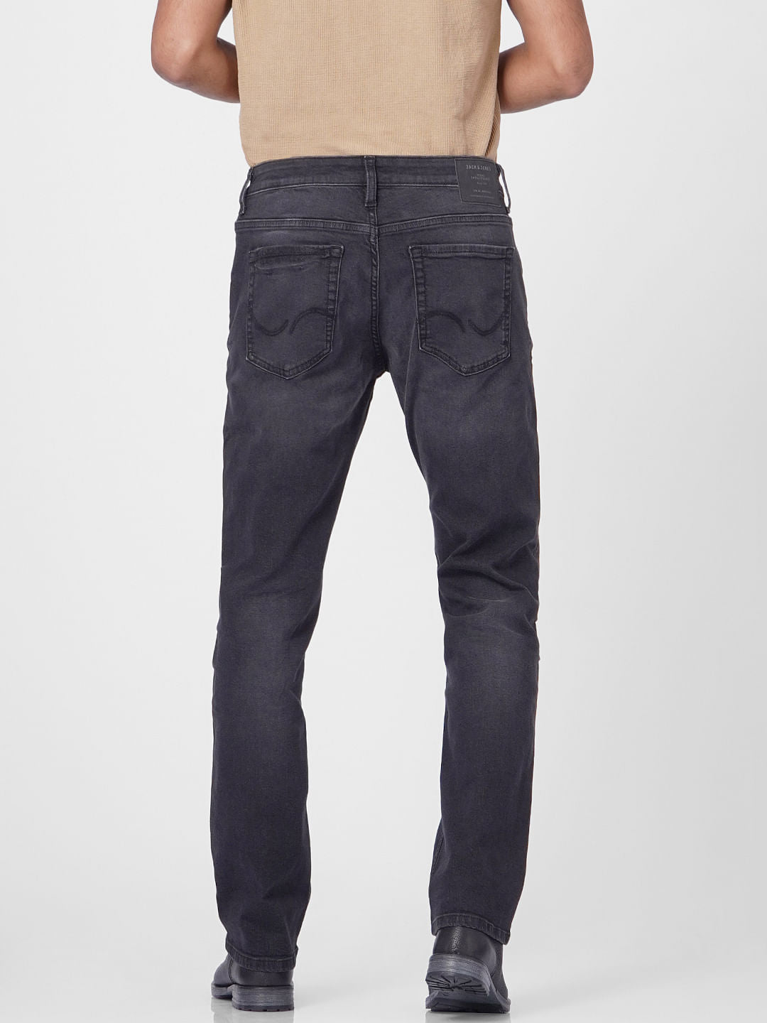 Black Mid Rise Clark Regular Fit Jeans