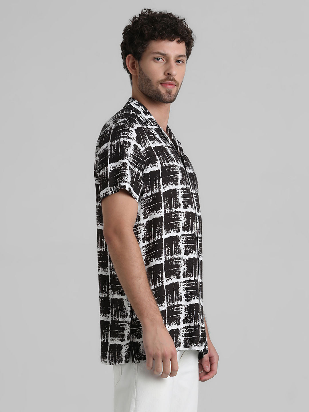 Black Abstract Print Casual Shirt