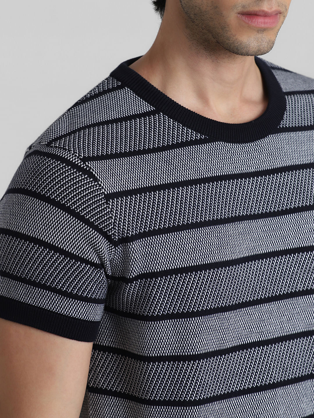 Black Striped Knitted T-shirt
