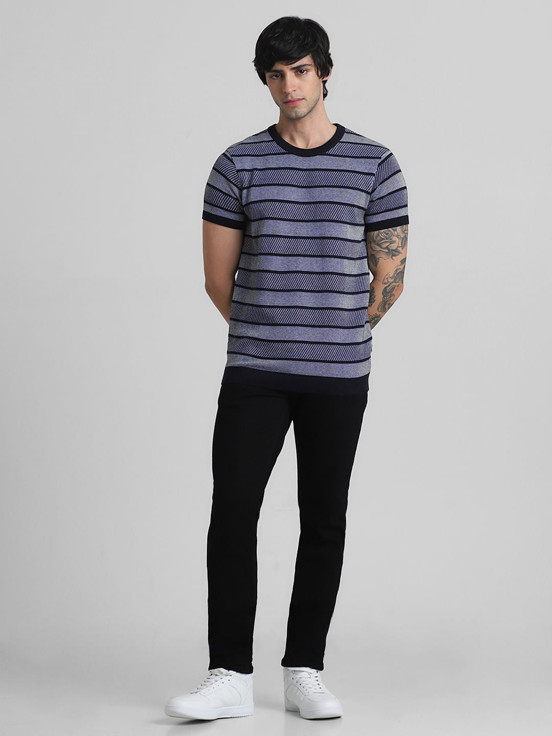 Black Striped Knitted T-shirt