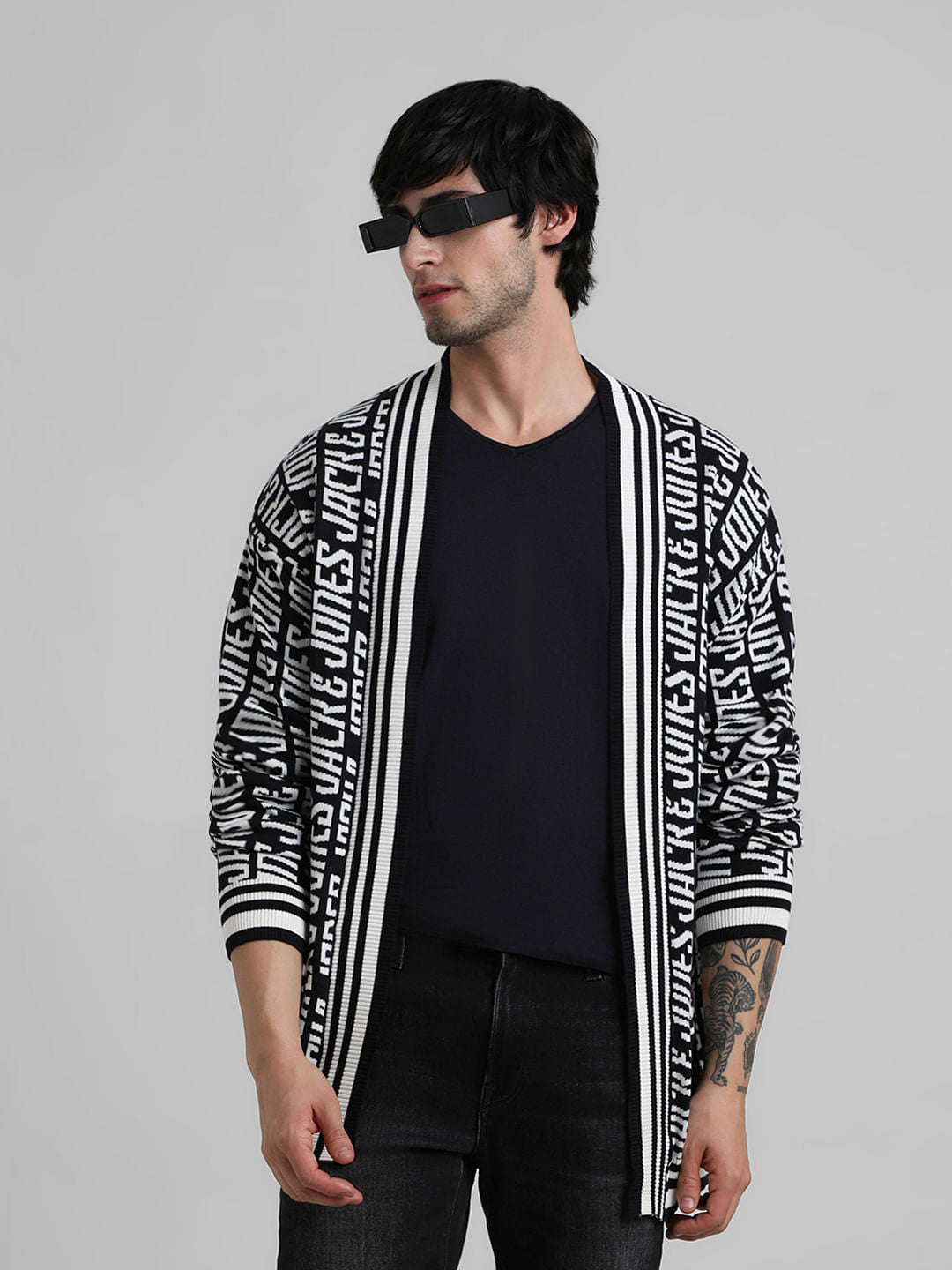 Black Logo Text Knit Shrug - S
