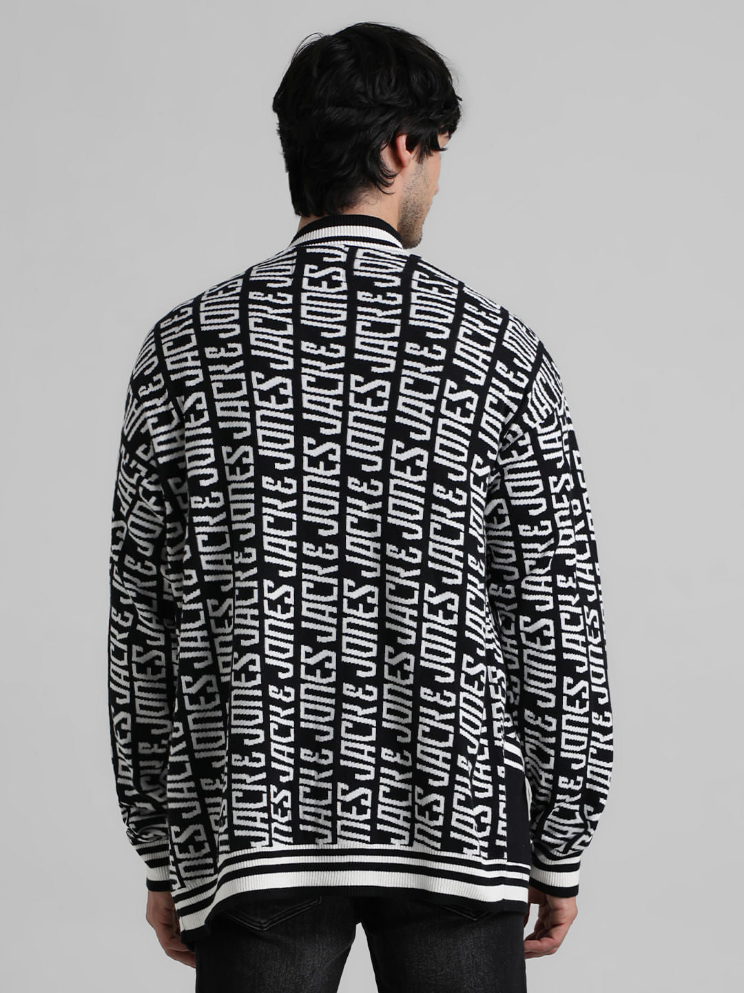 Black Logo Text Knit Shrug
