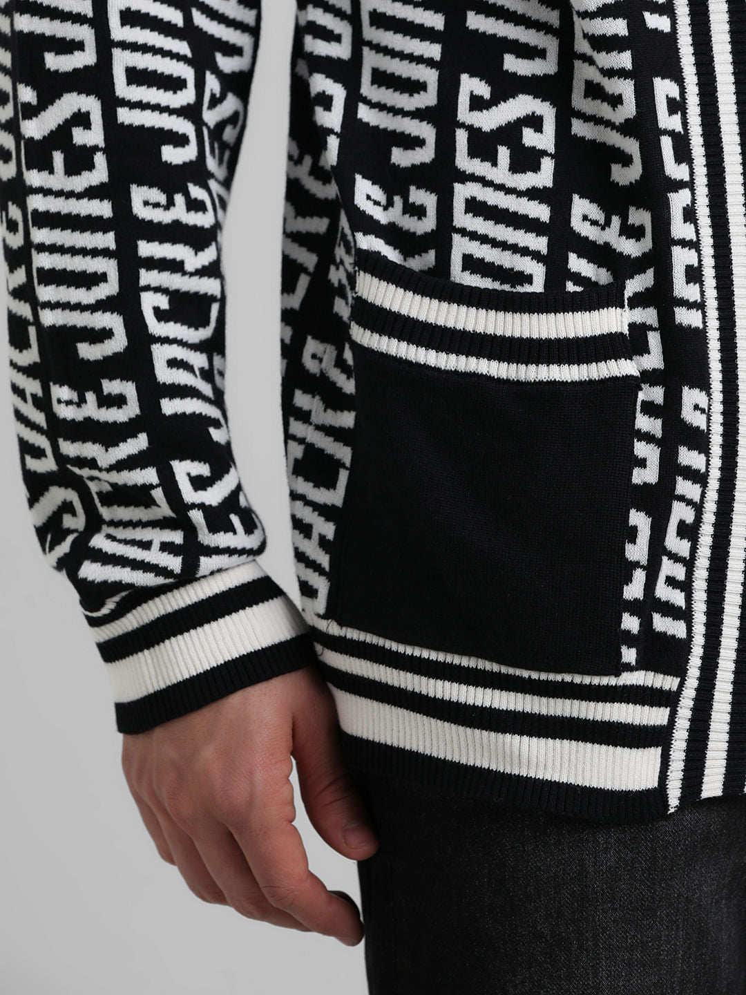 Black Logo Text Knit Shrug