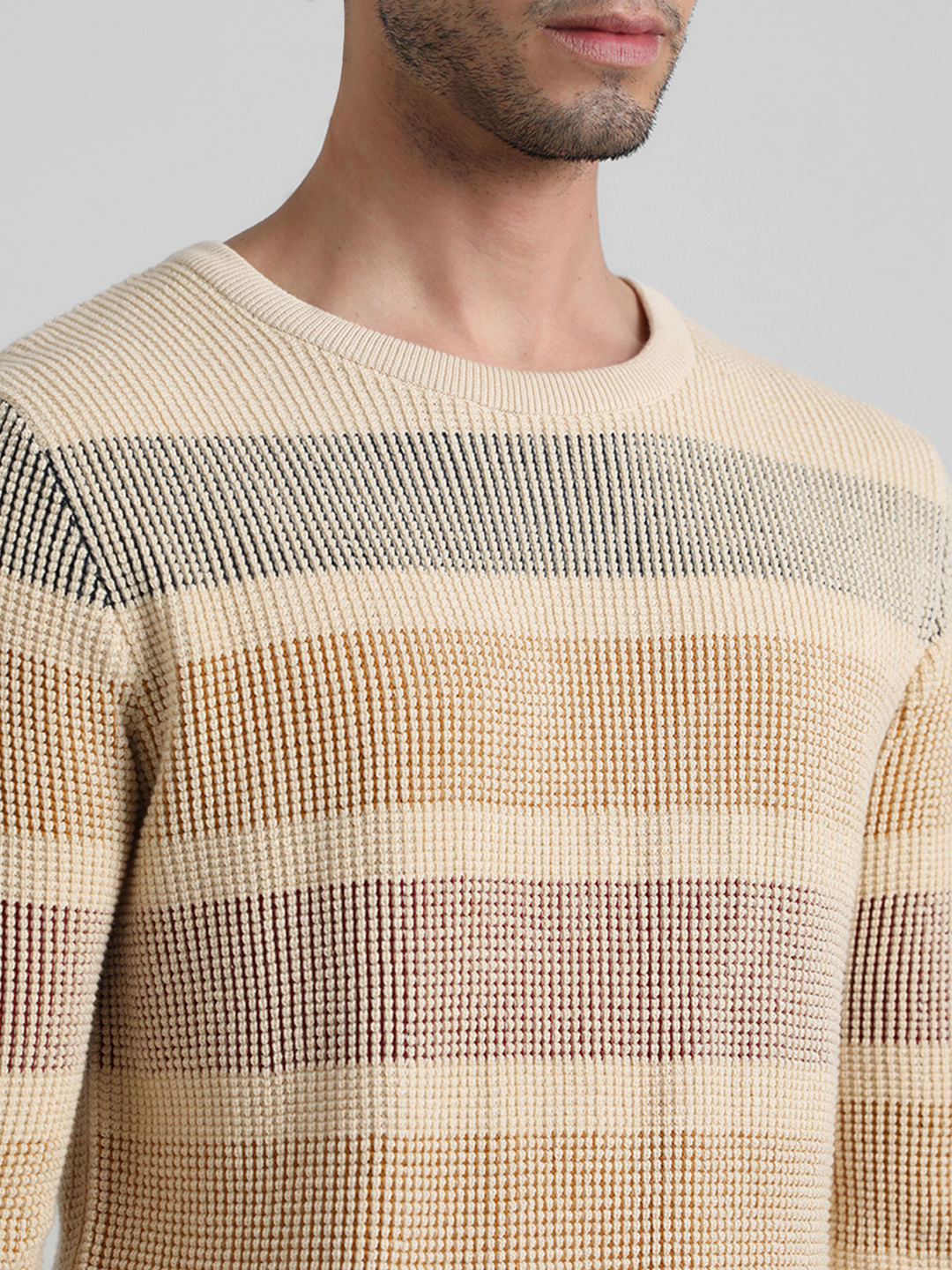 Beige Jacquard Pullover