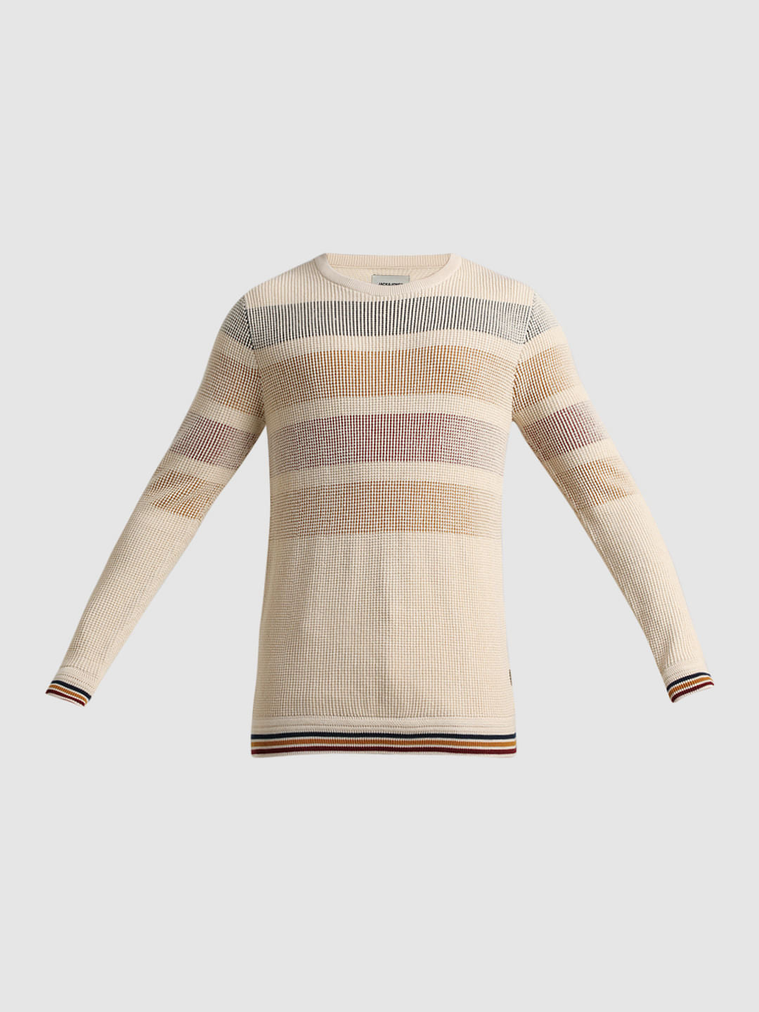 Beige Jacquard Pullover