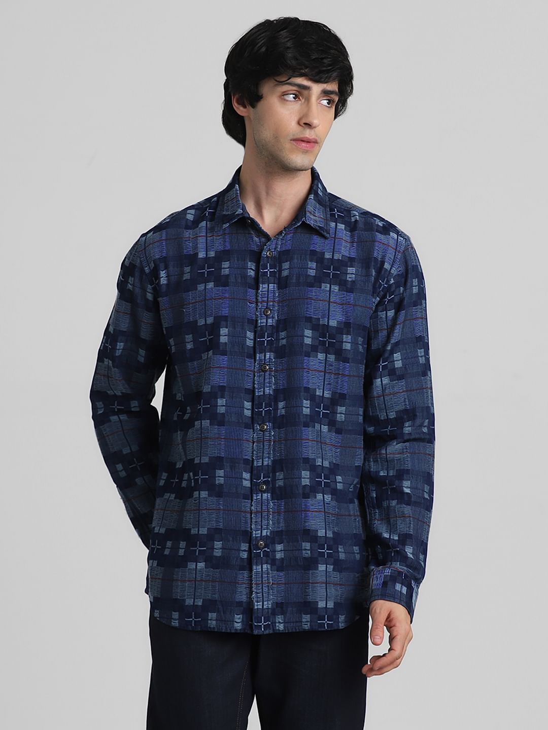 Blue Check Indigo Dyed Shirt
